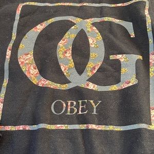 Obey WORLDWIDE Crew Neck | Women's Small | Maroon Color Floral Print